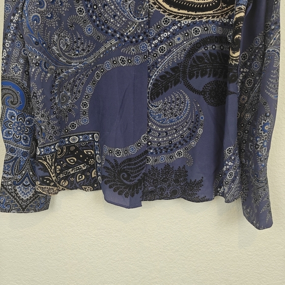 Kobi Halperin Bronson Paisley-Print Silk Button Up Long Sleeves Blouse Size SM - Picture 6 of 16